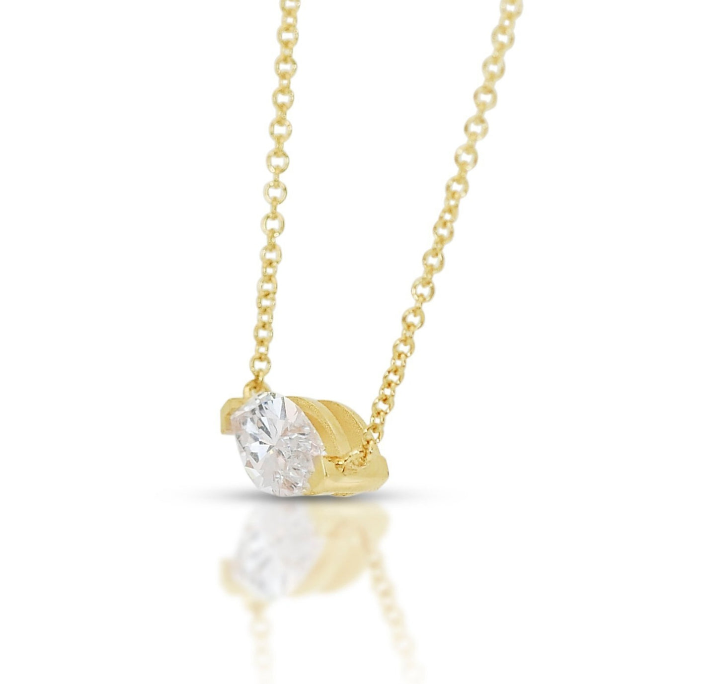 Collana punto luce in oro e diamante naturale marquise 0.24ct