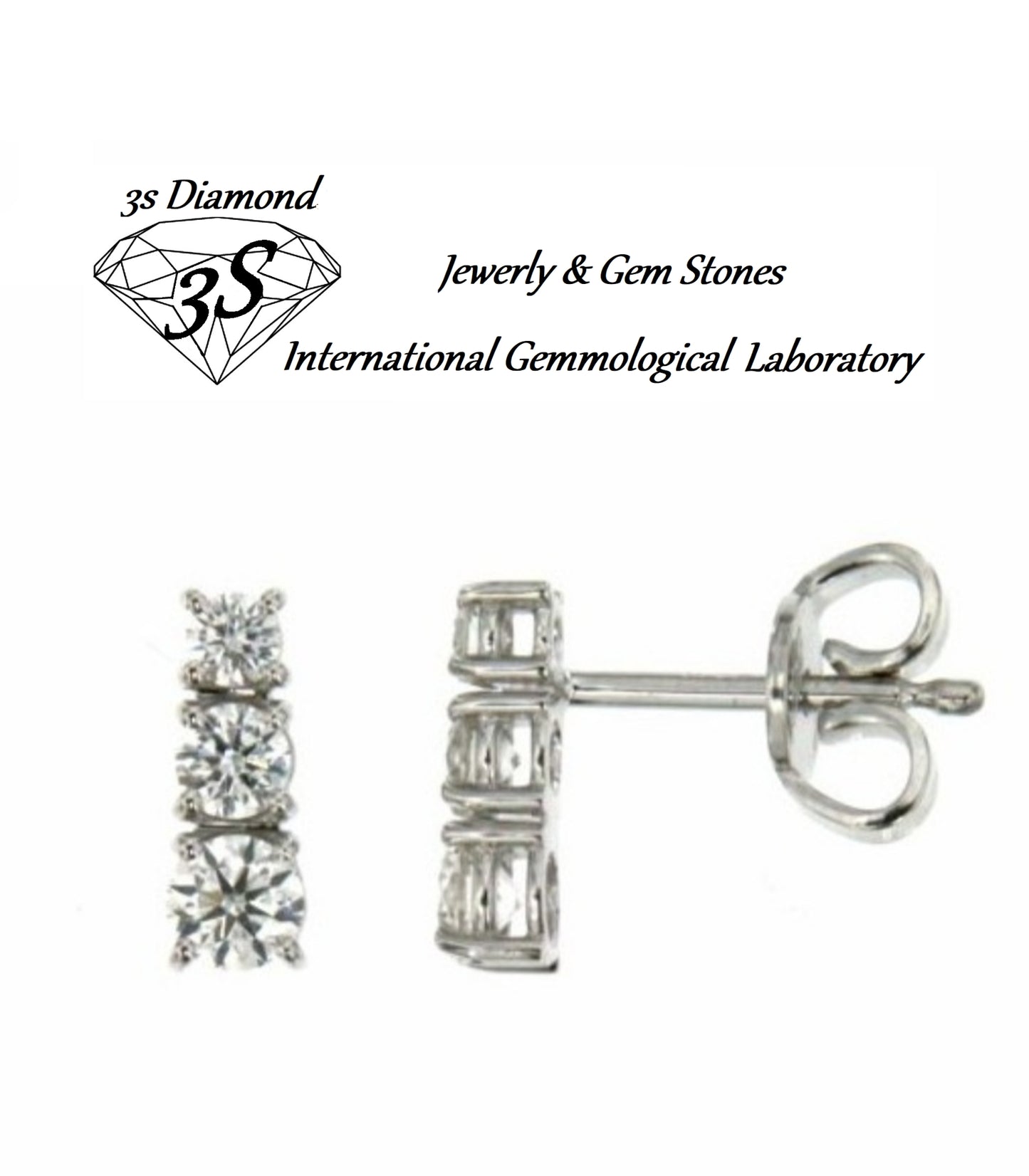orecchini trilogy in oro bianco 18k e 6 diamanti naturali 1,30 ct