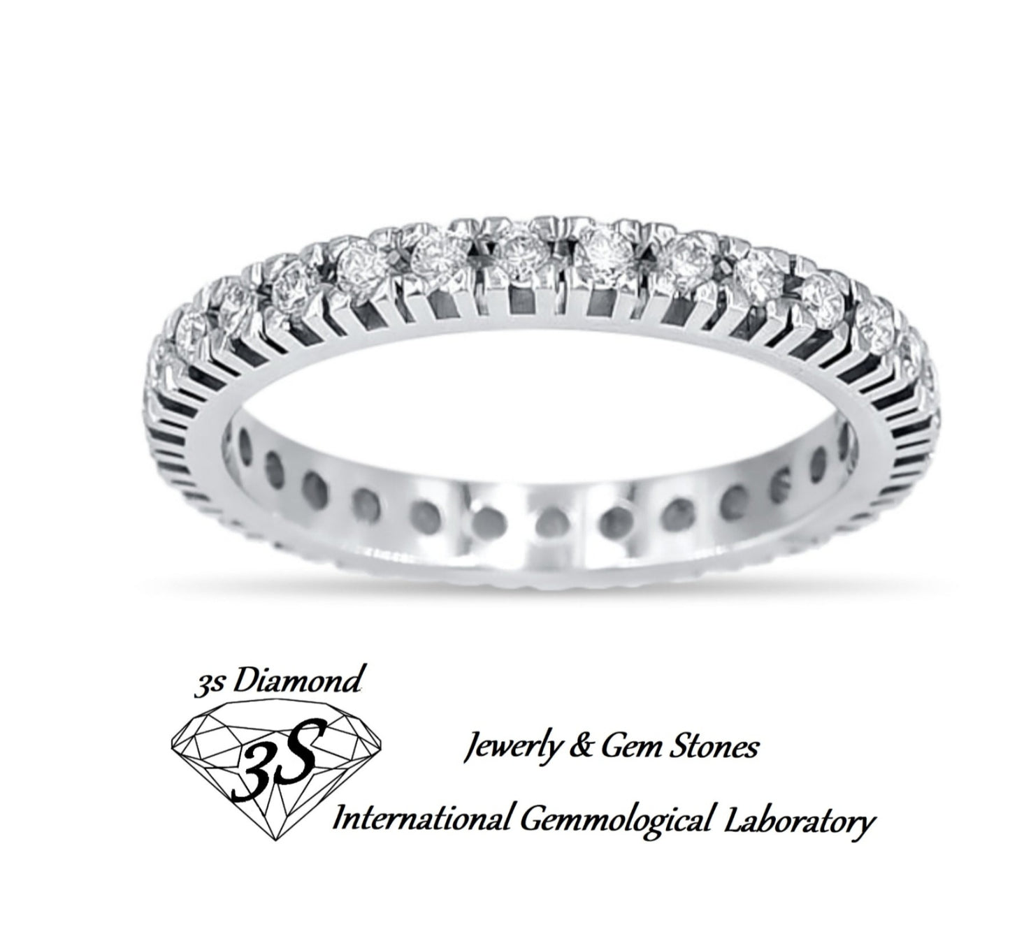 anello veretta in oro bianco 18k con diamanti naturali 0,69 ct