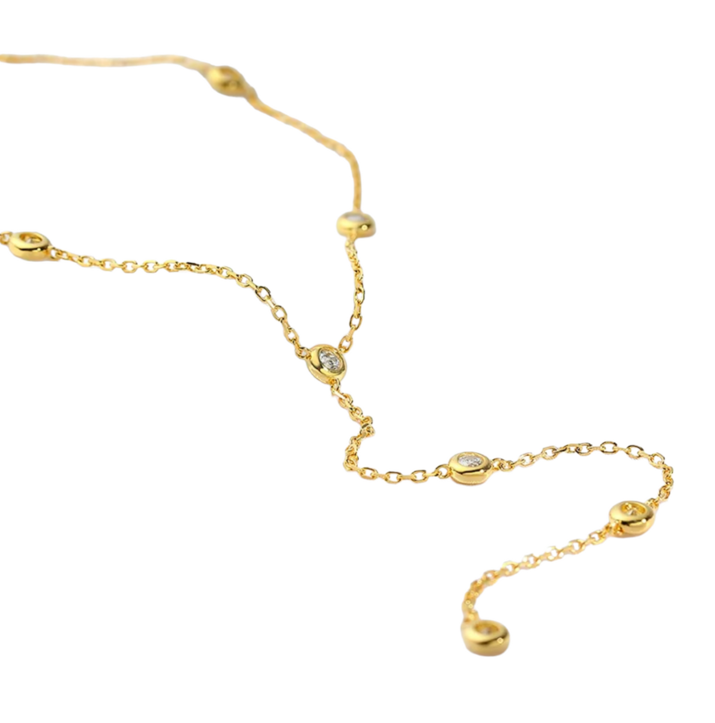 necklace in 18k 750 yellow gold and 8 natural diamonds 0.80 ct