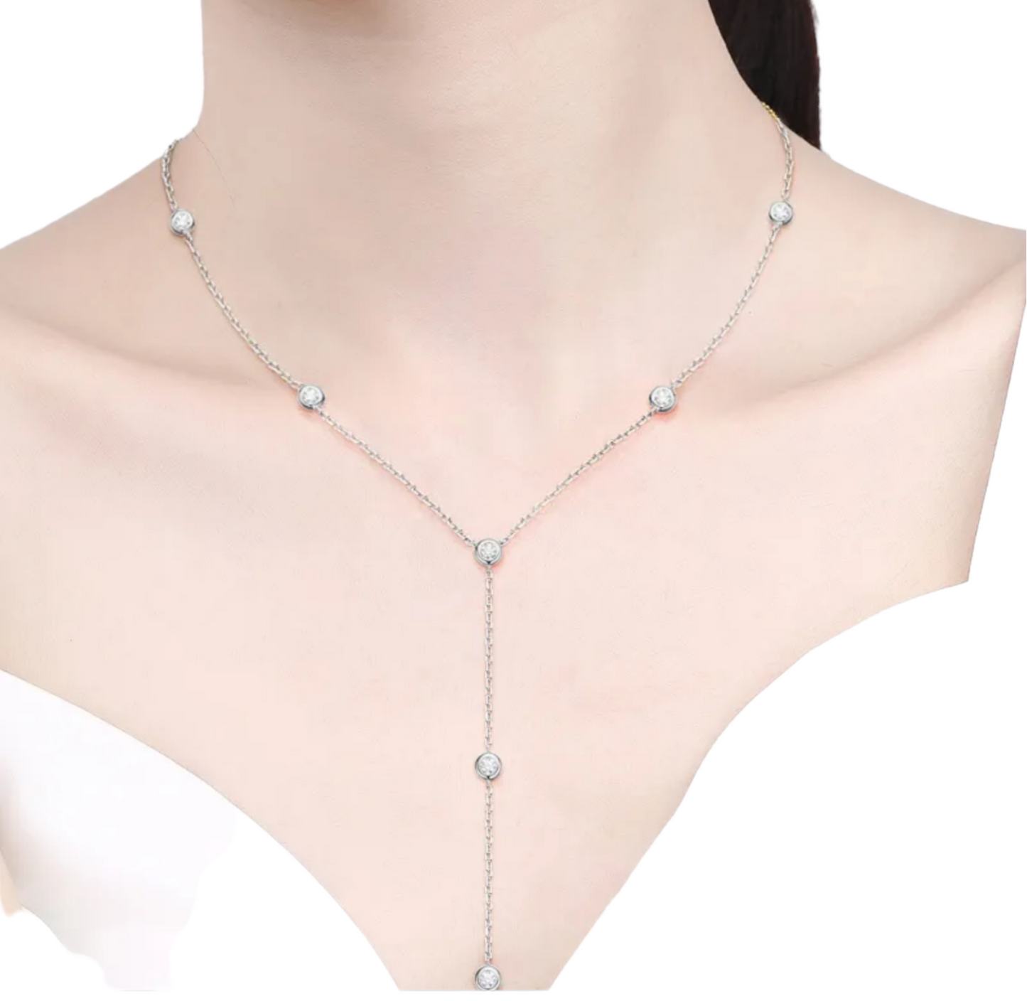 necklace in 18k 750 yellow gold and 8 natural diamonds 0.80 ct