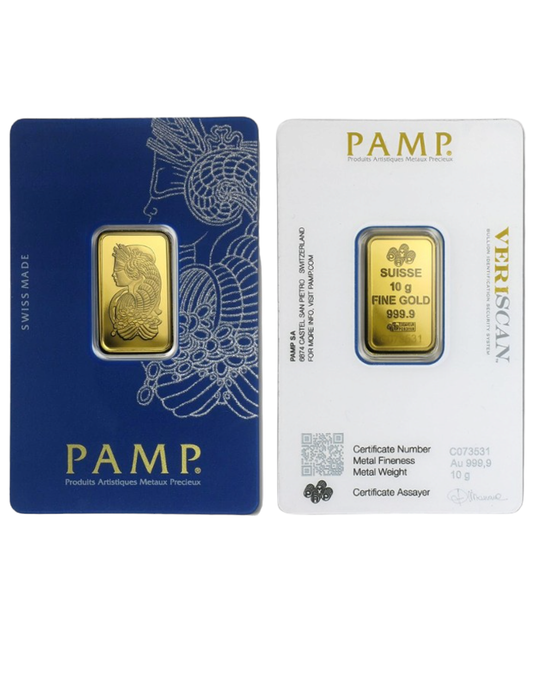 Lingotto oro puro 24k 10 grammi (PAMP) e anche the Perth mint Australia
