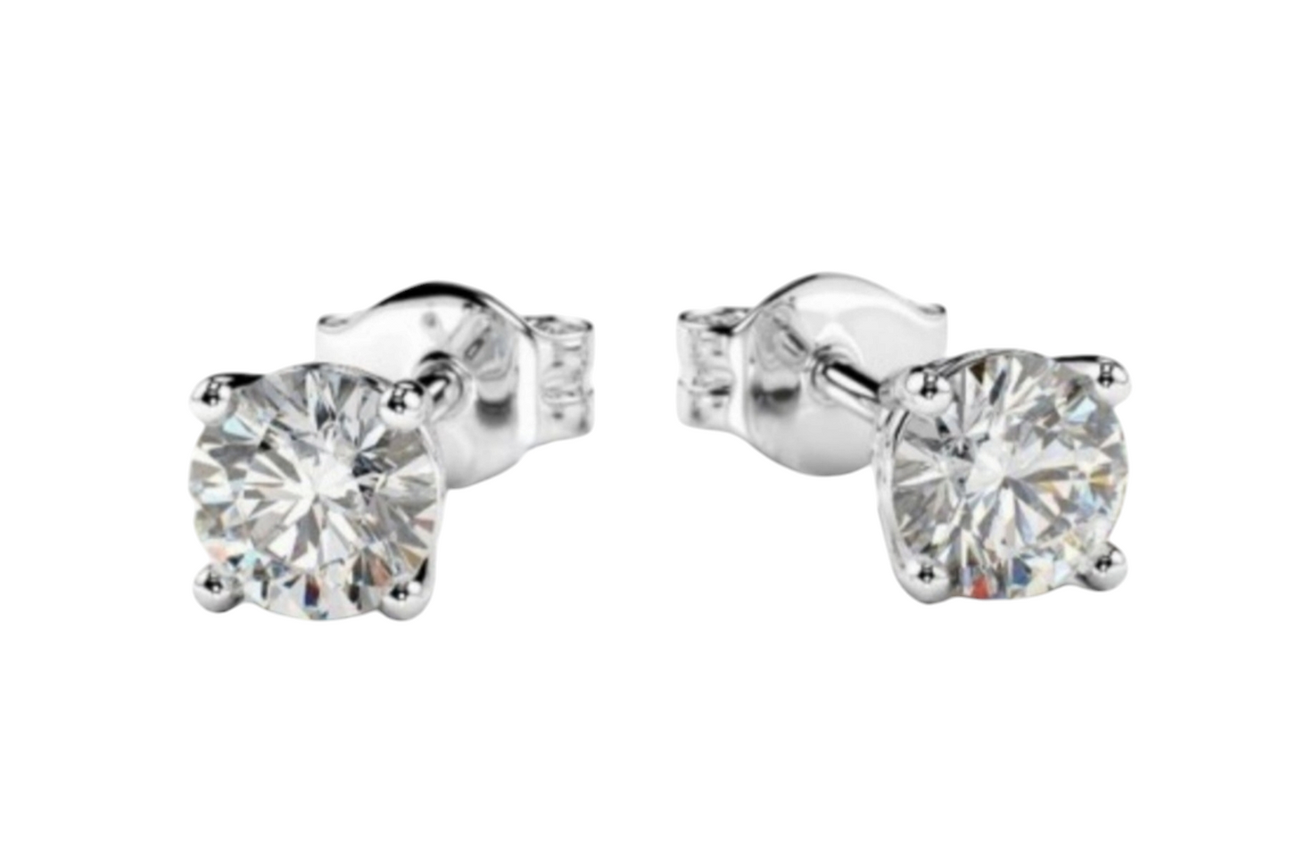 Pendientes punto de luz con certificación HRD en oro blanco de 18k y 2 diamantes naturales de 0,80 ct
