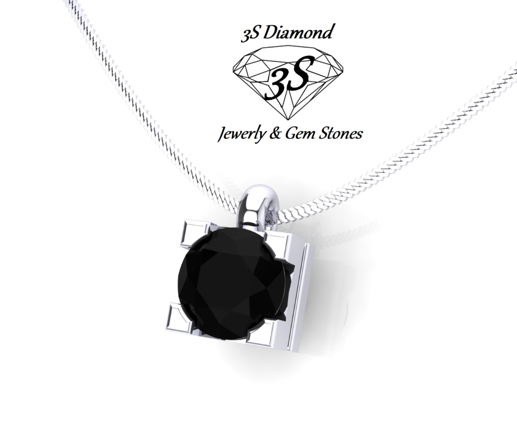 Collana punto luce con diamante naturale nero 0,55 ct