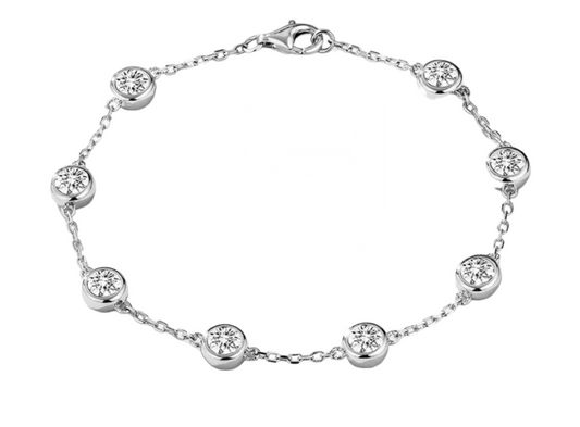 bracciale in oro bianco 18k e 8 diamanti naturali 0,80ct