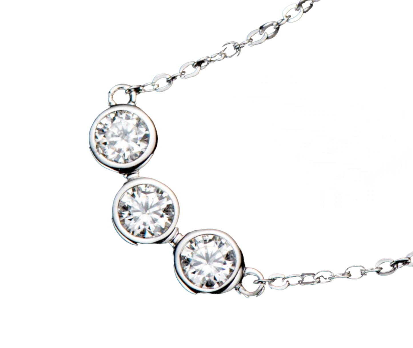Collar trilogía de oro con 3 diamantes naturales de 0,45ct