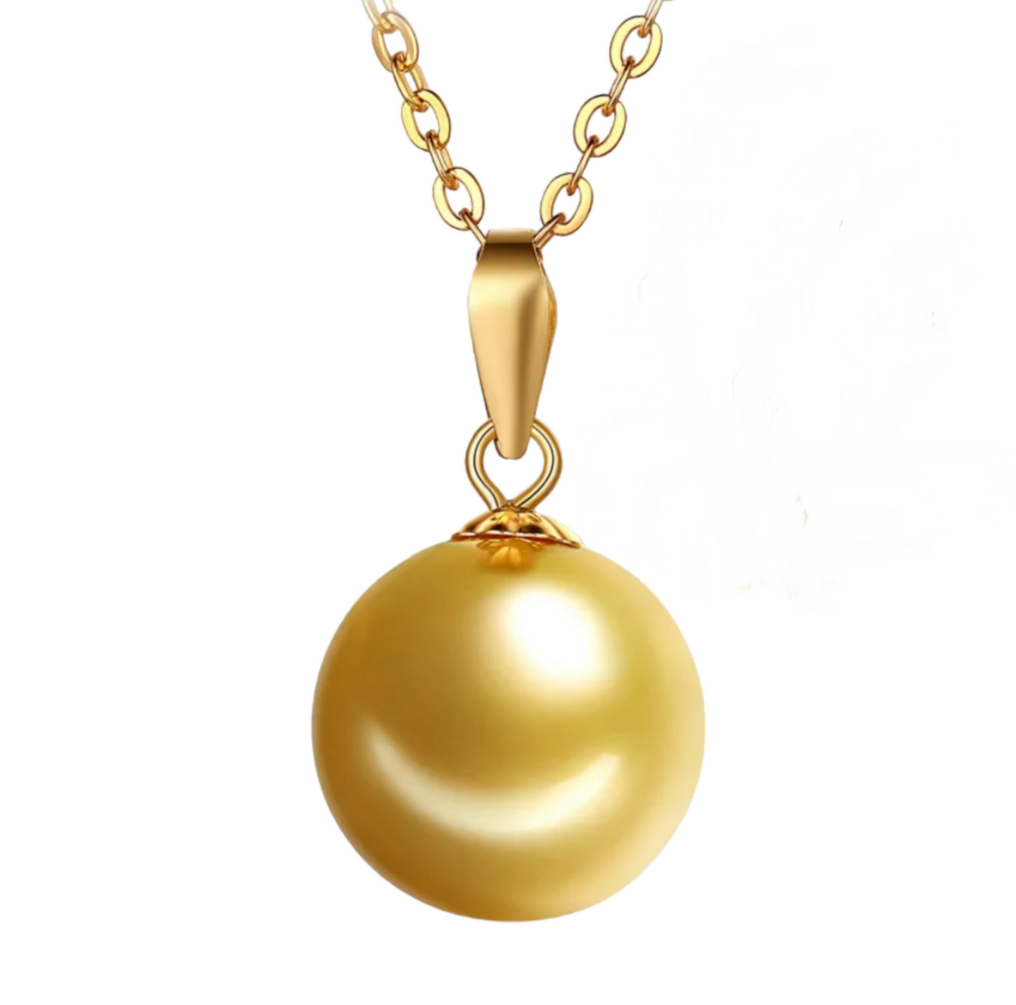necklace in 18k yellow gold and with 10 mm gold-coloured natural Australian pearl