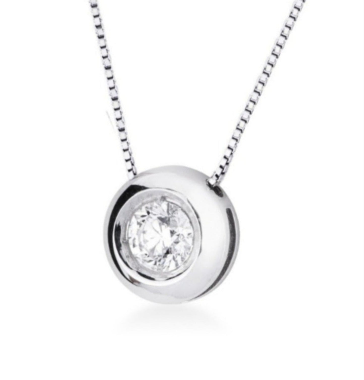onion light point pendant in 18k white gold and 0.30 ct natural diamond
