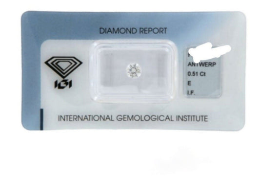 Diamante natural certificado IGI de 0,51 ct E IF