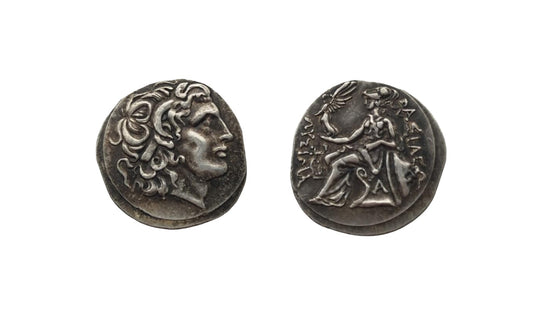Antico moneta d'argento 999,9 grecia, king of thrace 305-281  B.C Iysimachos