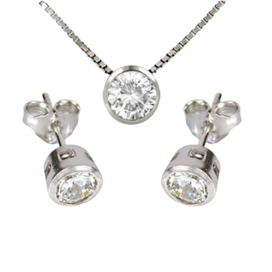 set completo ciondolo e orecchini punto luce a cipollina in oro bianco 18k 750 e 3 diamanti naturali 0,75 ct E F