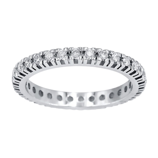 anello veretta in oro bianco 18k con diamanti 0,95 ct