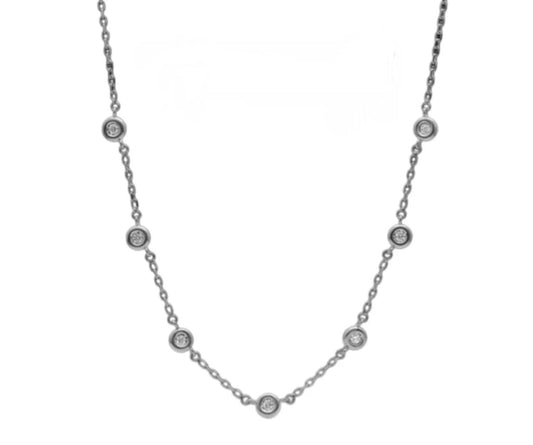 Collar certificado HRD EN oro blanco con 7 diamantes naturales 0,77 ct