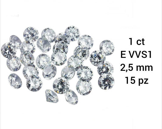 Lote de 1ct de diamantes naturales de 2,50 mm, color D VVS1