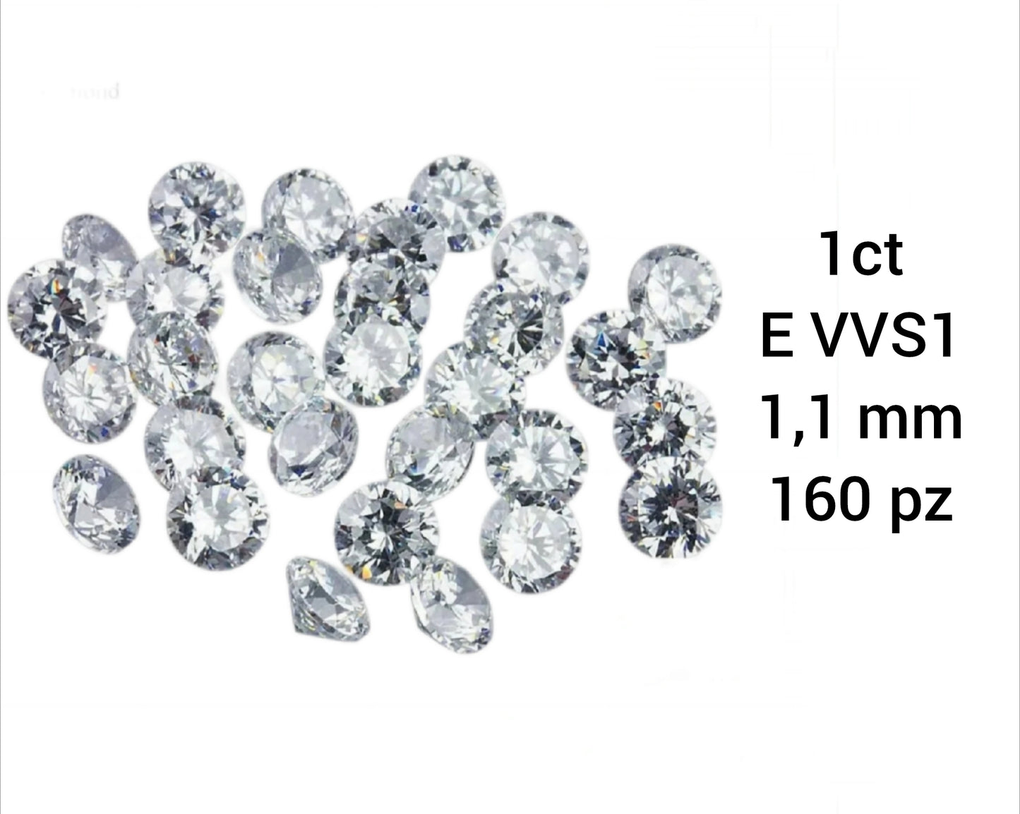 Lote de 1ct de diamantes naturales de 1,10 mm, color D VVS1