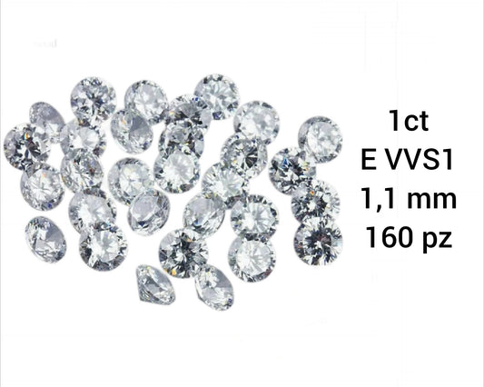 Lote de 1ct de diamantes naturales de 1,10 mm, color D VVS1