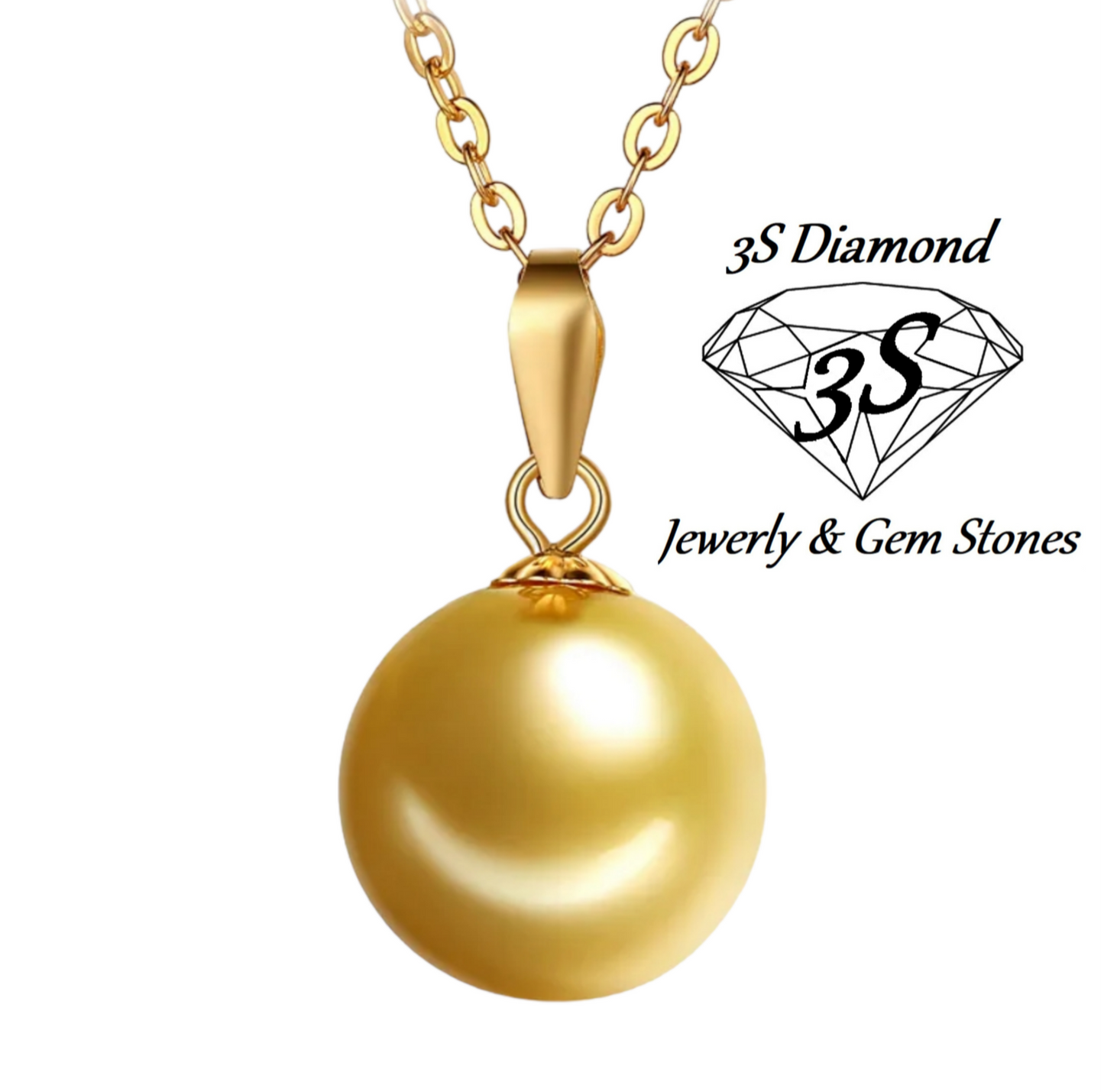 necklace in 18k yellow gold and with 10 mm gold-coloured natural Australian pearl