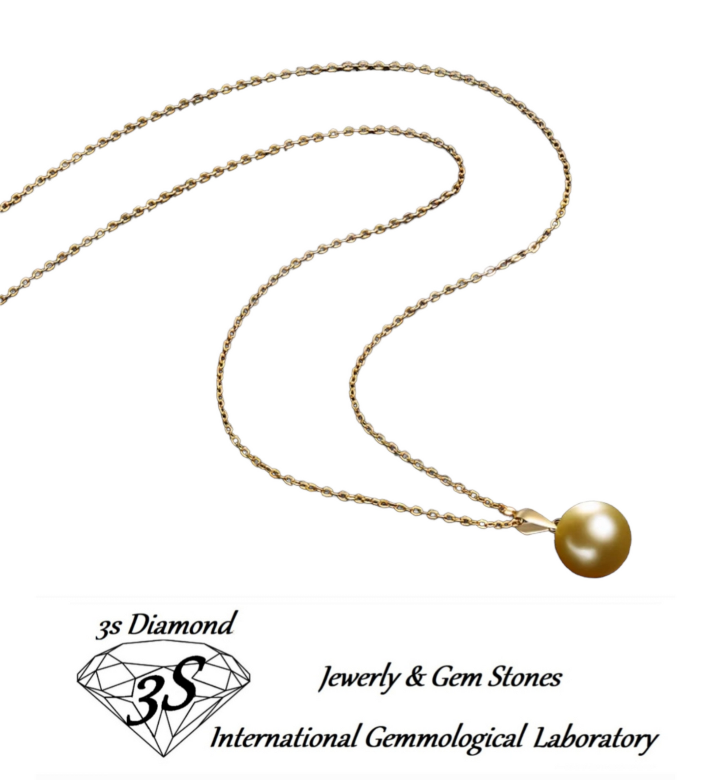 necklace in 18k yellow gold and with 10 mm gold-coloured natural Australian pearl