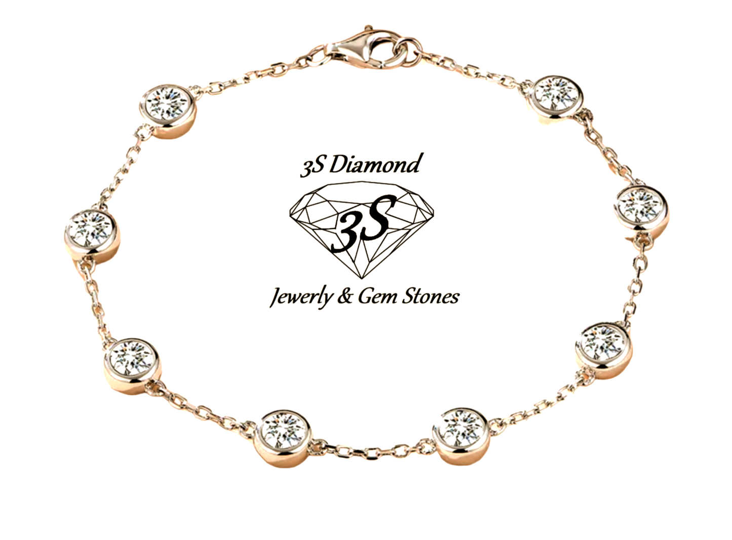 Pulsera de oro blanco de 18k y 8 diamantes naturales de 0,80ct