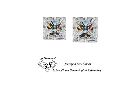 2 piezas de diamantes naturales de talla princesa de 0,40 ct.
