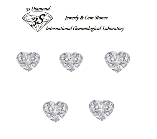 5 piezas de diamante natural talla corazón 0,50 ct color D VVS1