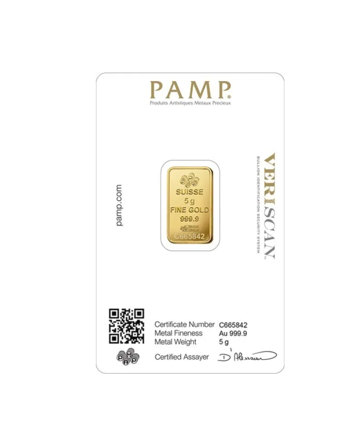 Lingote de oro puro de 24k de 5 gramos (PAMP) y también (de la Casa de la Moneda de Perth, Australia)