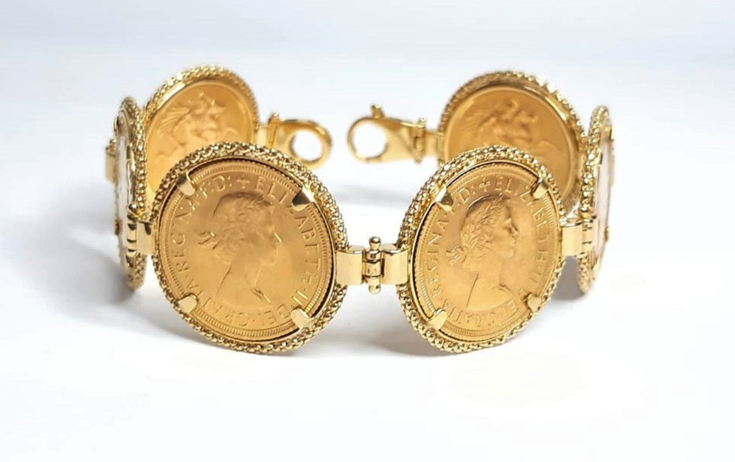 Bracciale in oro giallo con 6 sterline oro 22k
