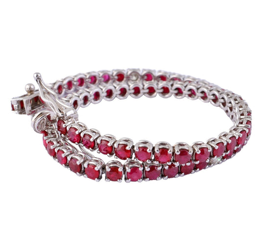 Bracciale - 18 carati Oro bianco - 4.30ct. tw. Rubino - Diamante