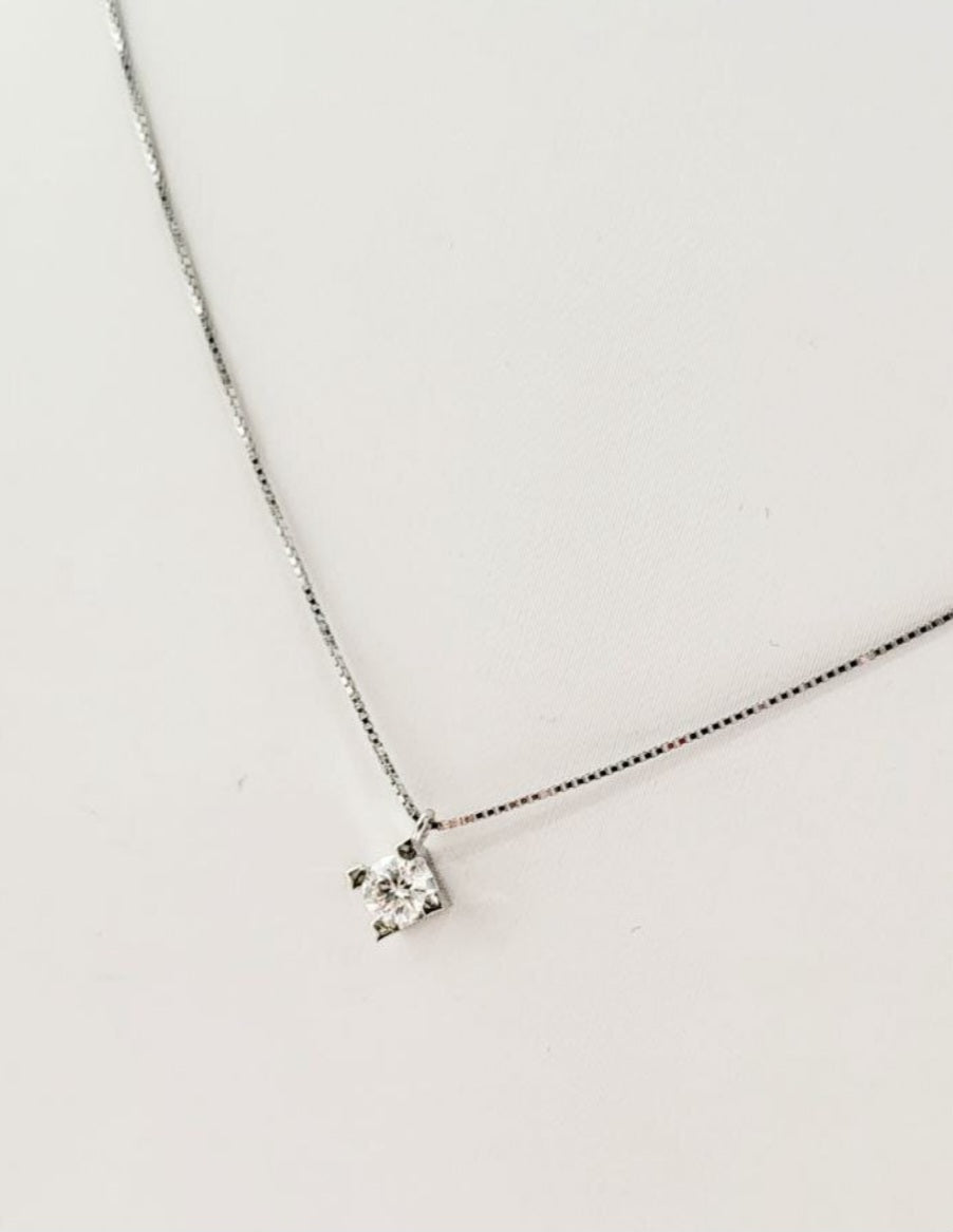 Collana con ciondolo -18 carati Oro bianco Diamante (Naturale) - Diamante 0.30ct