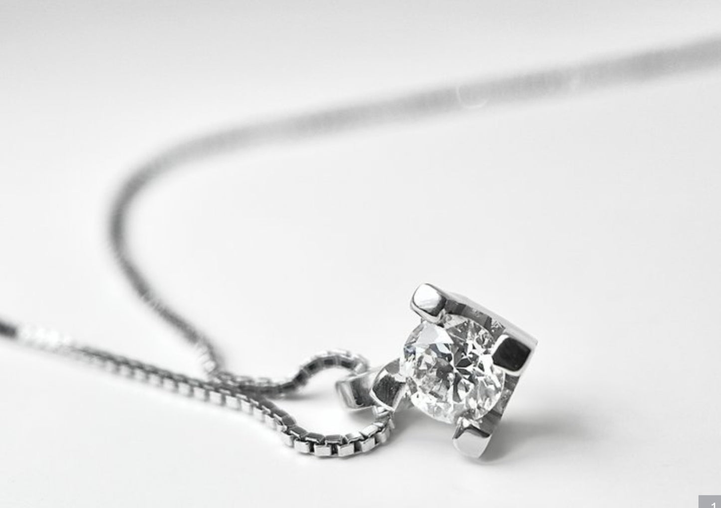 Collana con ciondolo -18 carati Oro bianco Diamante (Naturale) - Diamante 0.30ct