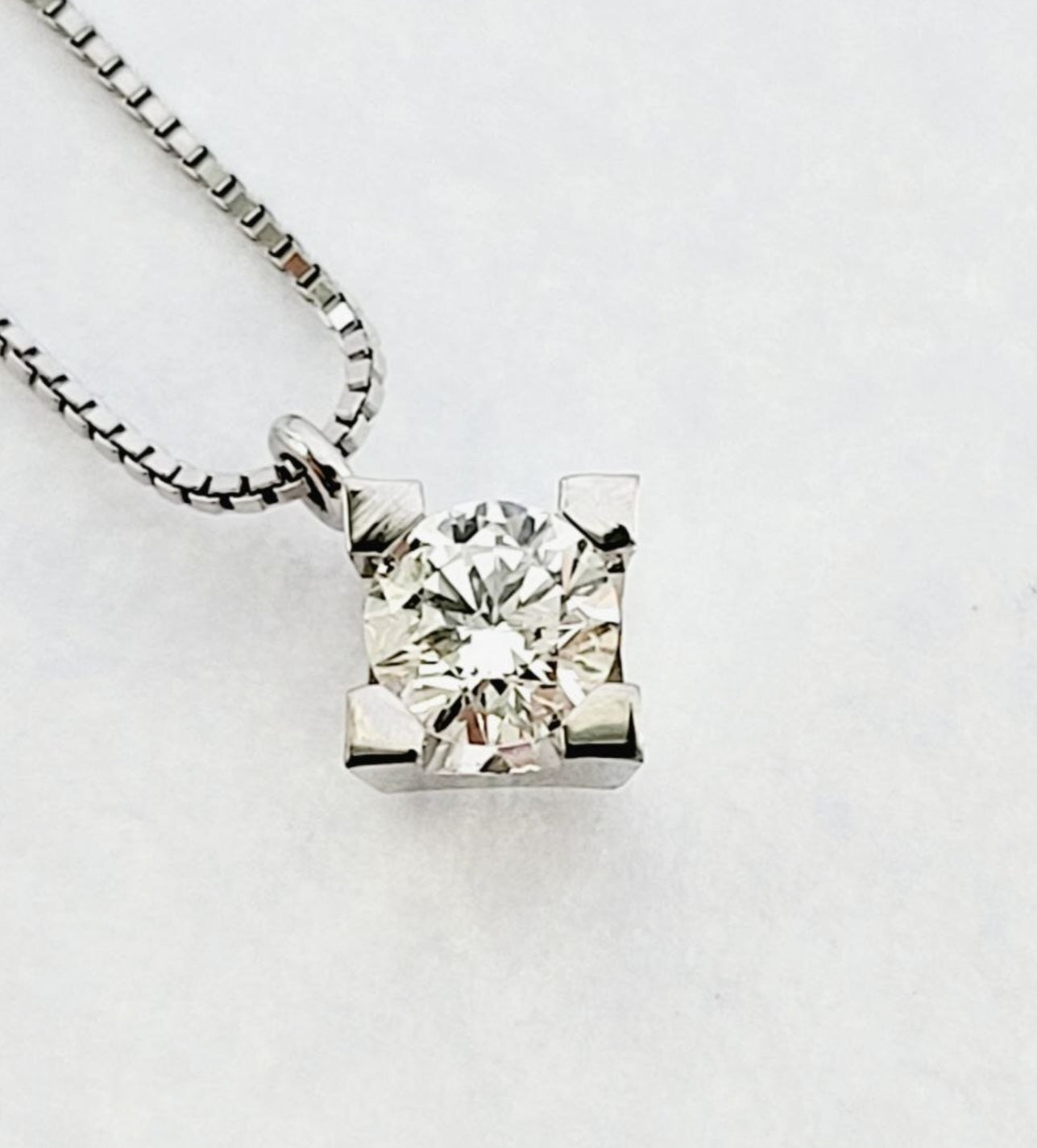 Collana con ciondolo -18 carati Oro bianco Diamante (Naturale) - Diamante 0.30ct