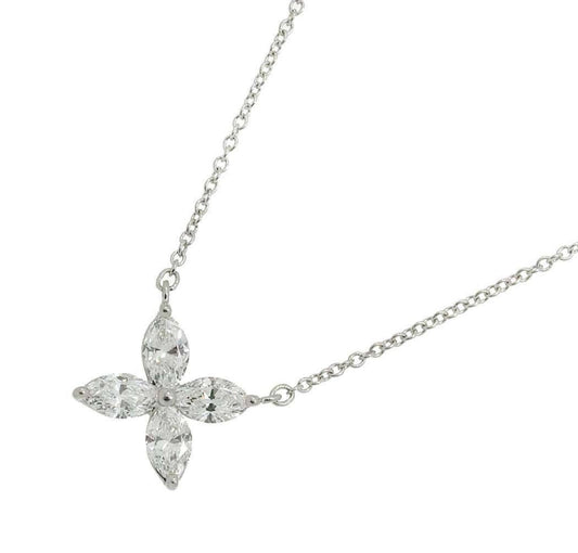 Collana in oro bianco 18k e diamanti naturali marquise 0.80ct