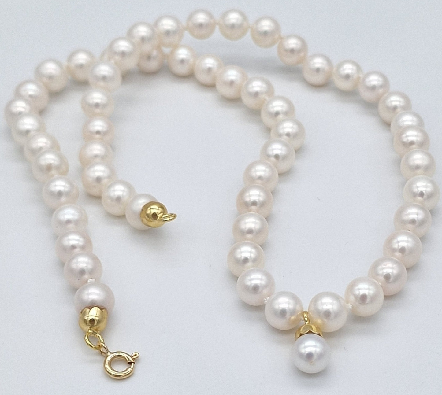 Collana in oro giallo 18k e perle naturale akoya