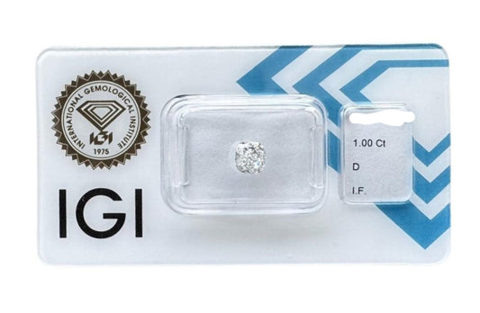 diamanti naturali certificato IGI taglio cuscino 1.00ct D IF