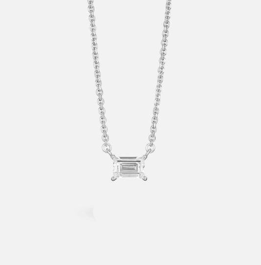 Collana punto luce in oro e diamante naturale smeraldo 0.45ct