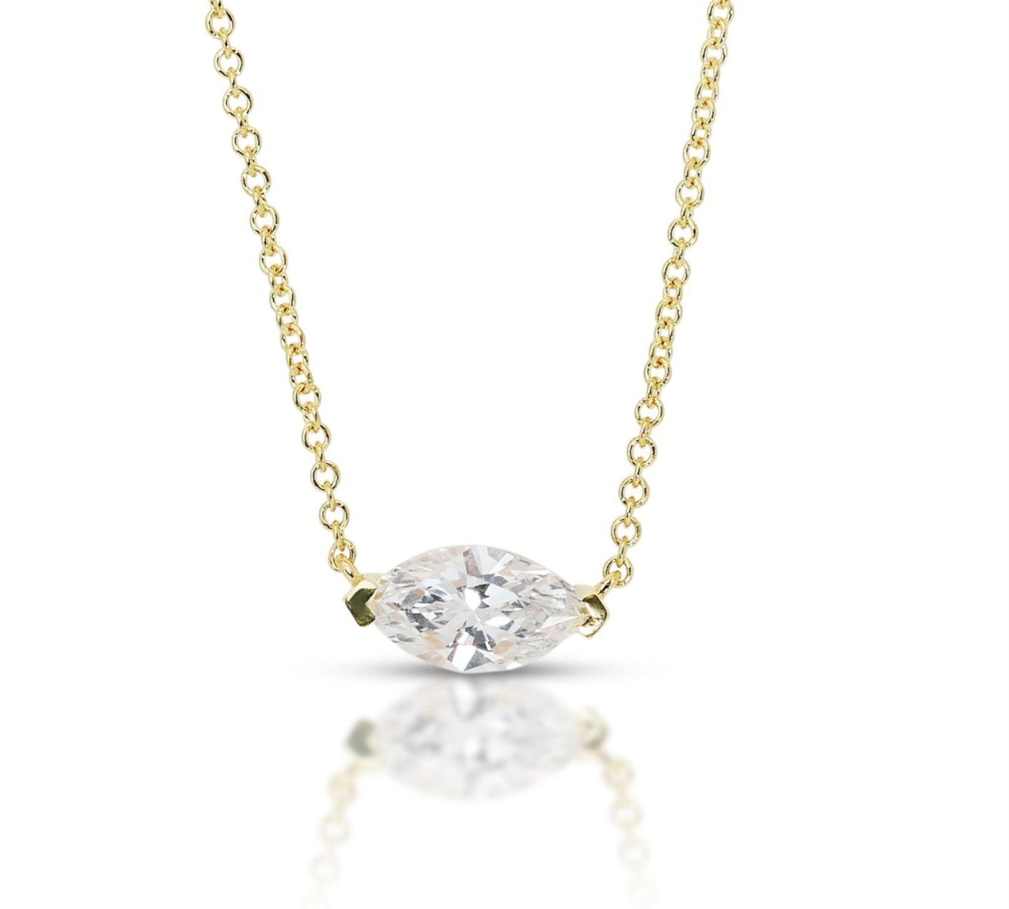 Collana punto luce in oro e diamante naturale marquise 0.24ct