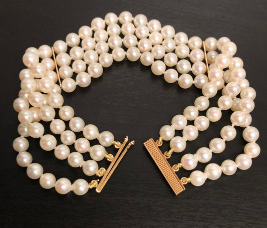 Bracciale in oro 18k e perle naturale akoya