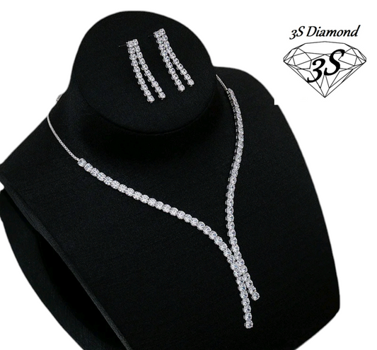 Conjunto collar y pendientes tenis oro y diamantes naturales 14,60 ct
