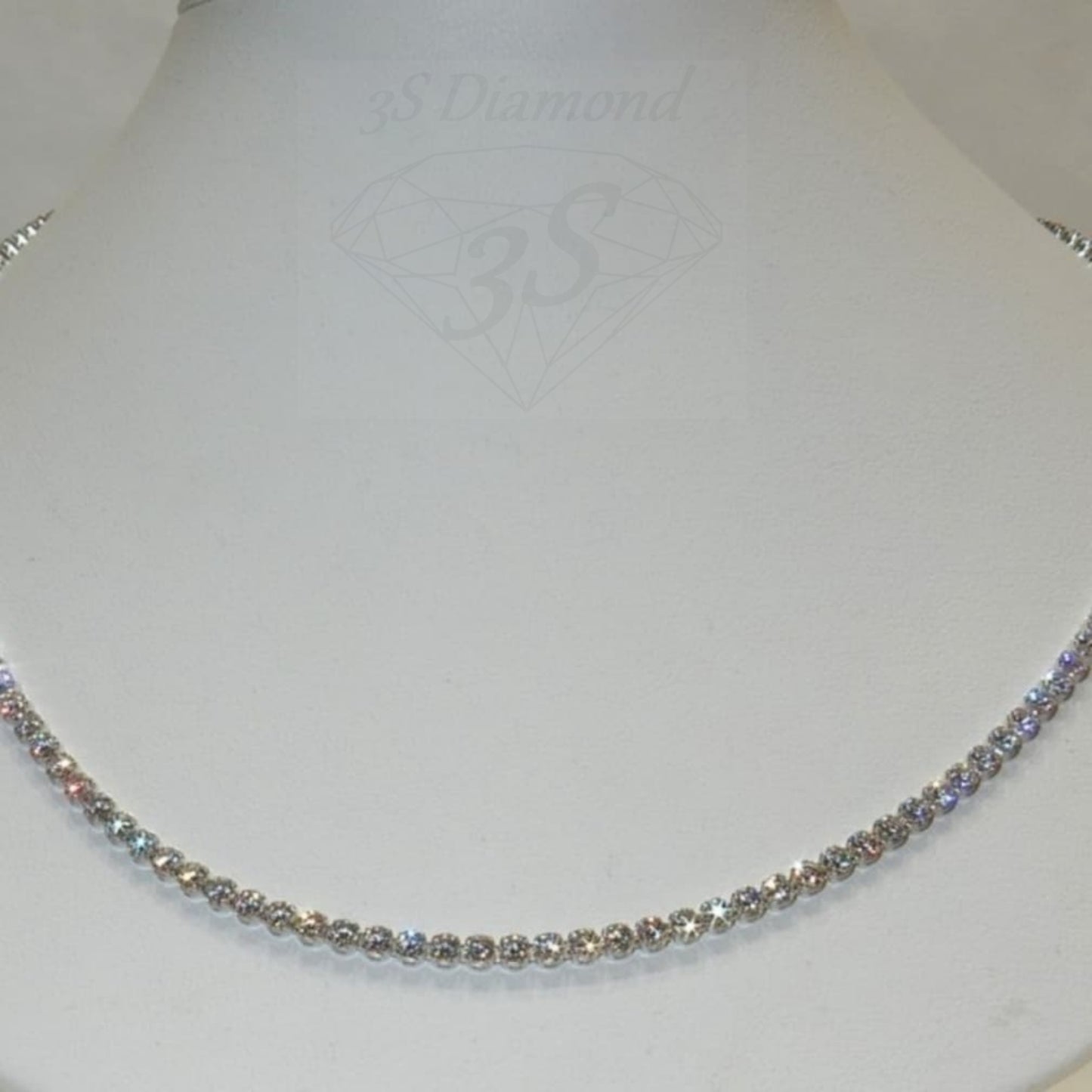 collana pendente tennis in  oro bianco e con  diamanti naturali 12ct