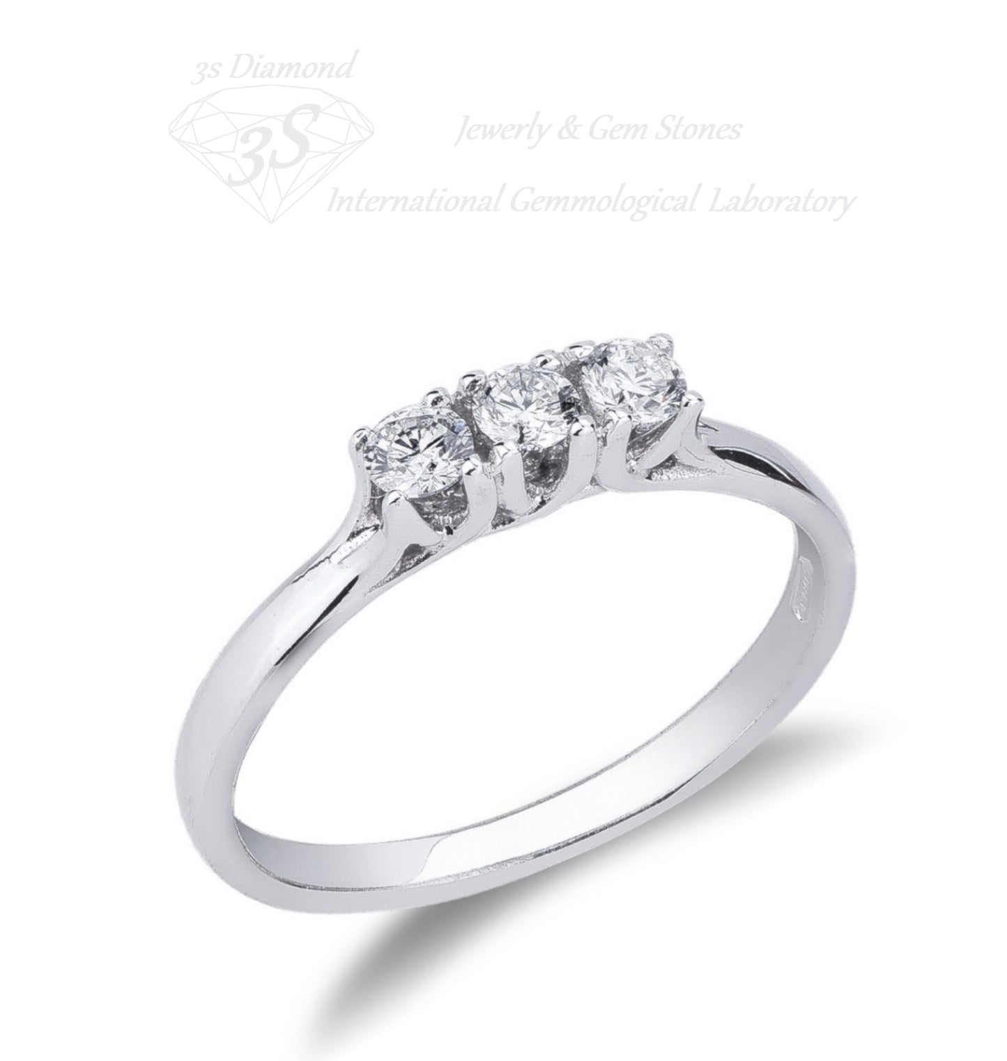 anello trilogy in oro bianco 18k e 3 diamanti naturali 0,45ct