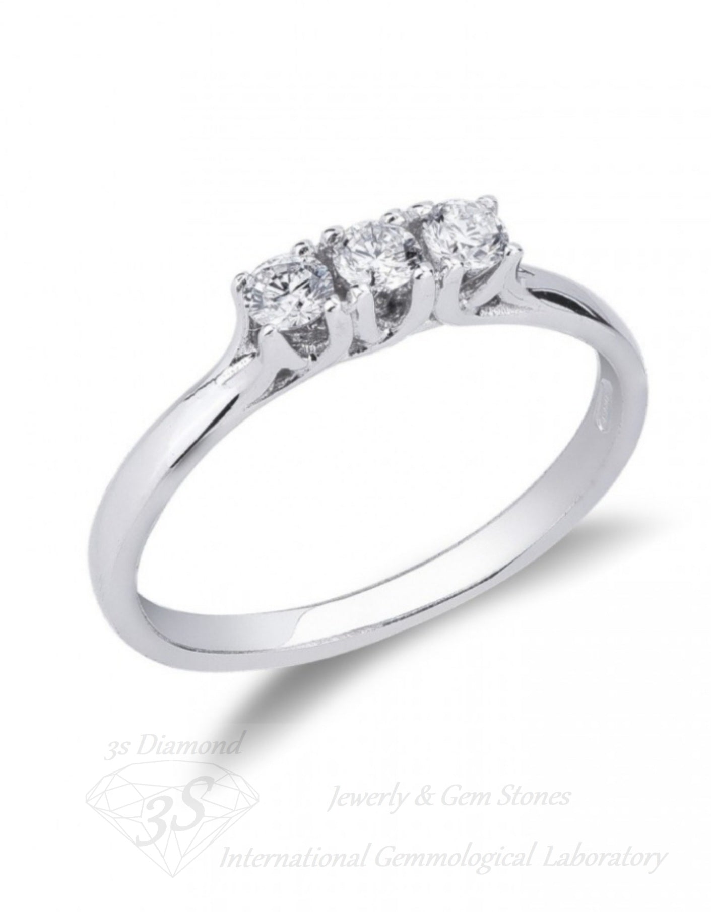 anello trilogy in oro bianco 18k e 3 diamanti naturali 0,45ct