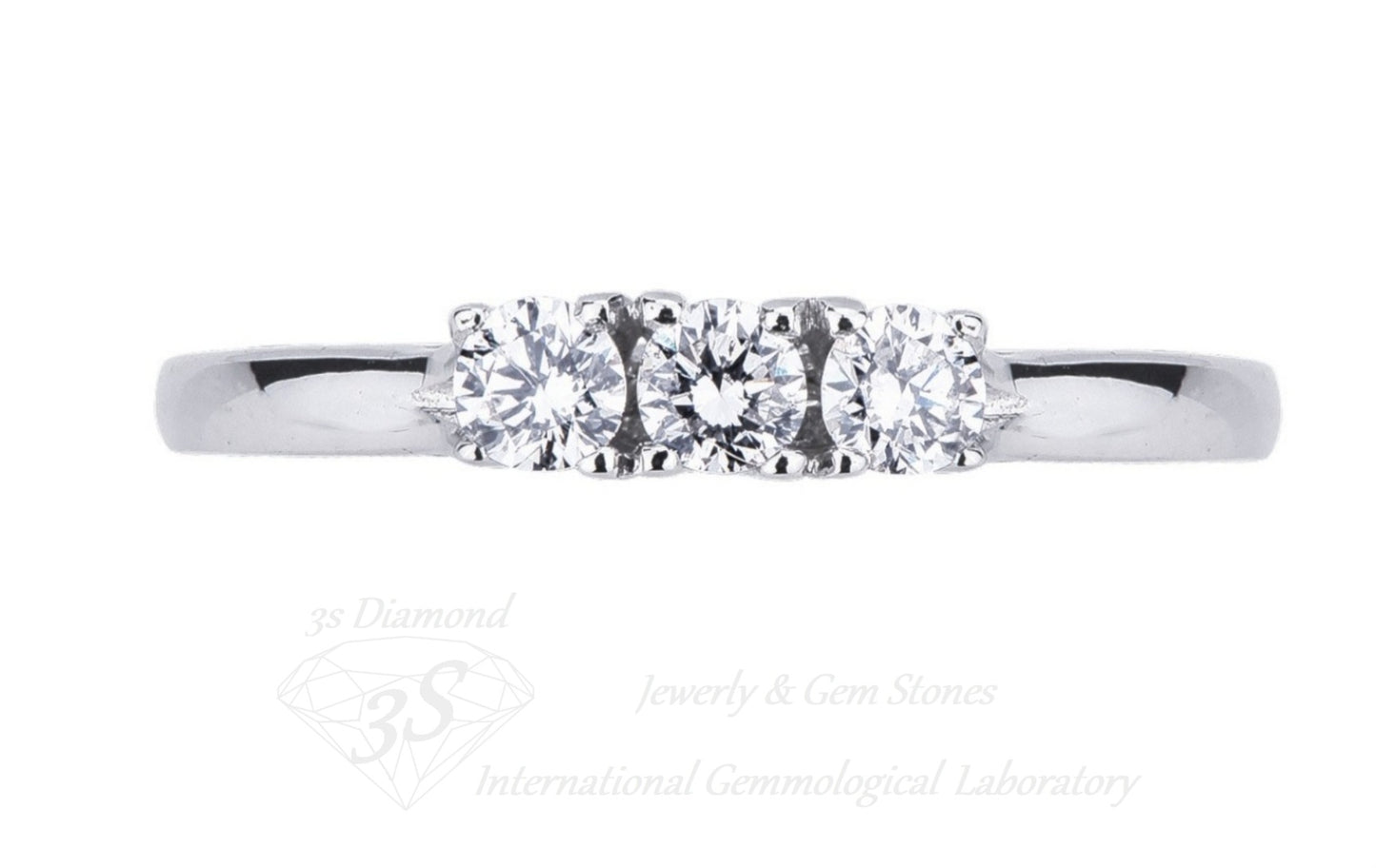 anello trilogy in oro bianco 18k e 3 diamanti naturali 0,45ct