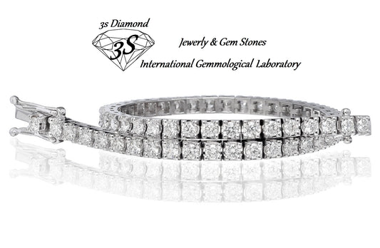 bracciale tennis in oro bianco 18k e diamanti naturali 10 ct