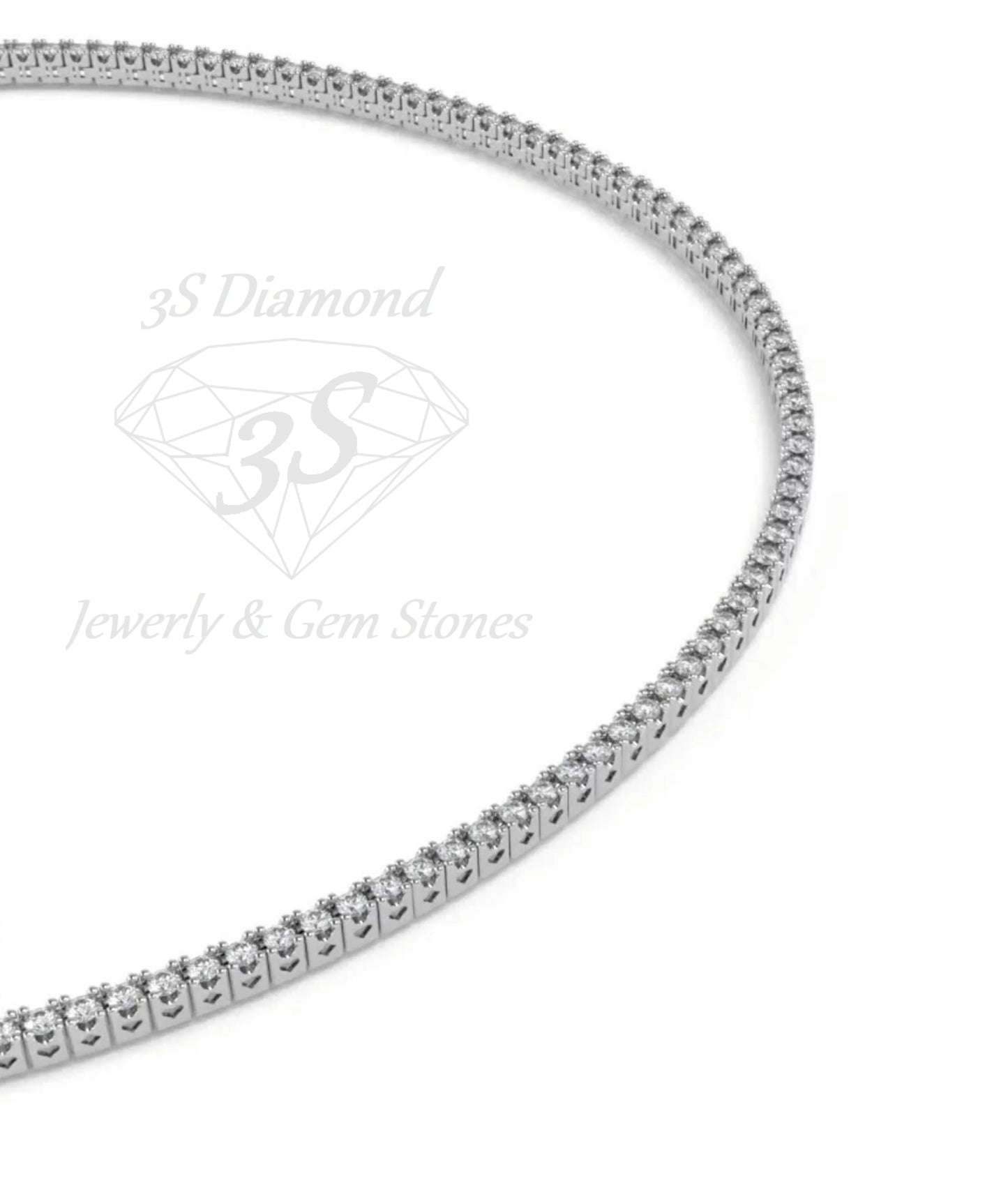 collana pendente tennis in  oro bianco e con  diamanti naturali 12ct