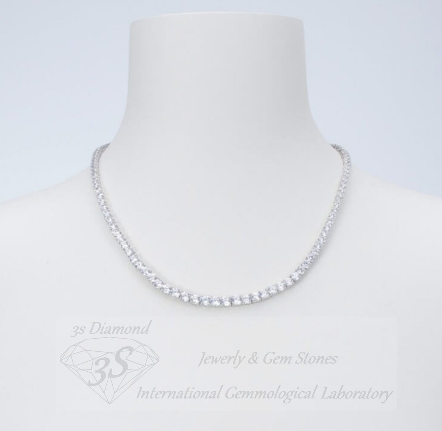 collana pendente tennis in  oro bianco e con  diamanti naturali 12ct