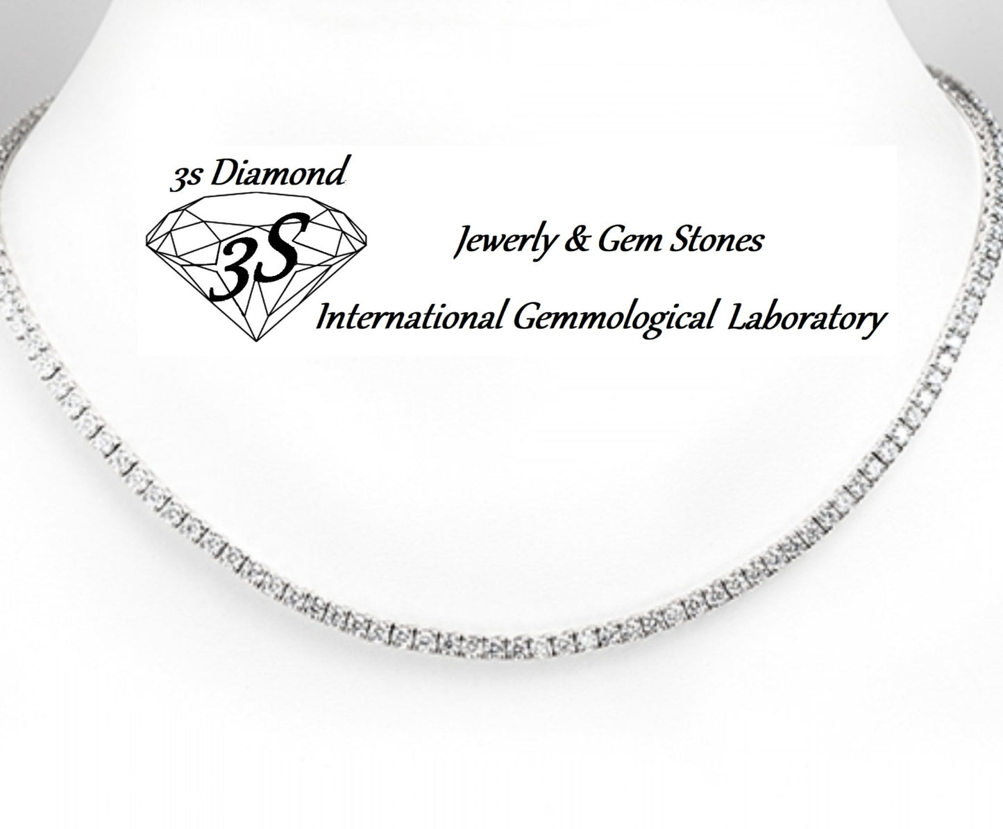 collana pendente tennis in  oro bianco e con  diamanti naturali 12ct
