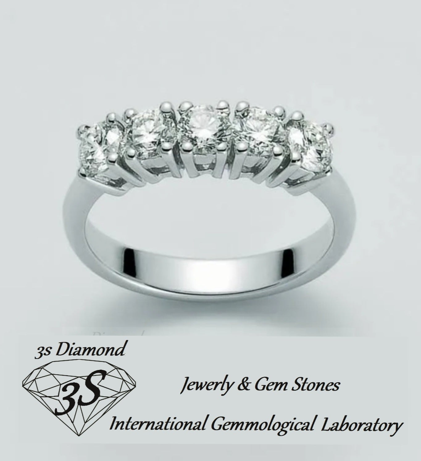 anello veretta a 5 pietre in oro bianco 18k e 5 diamanti naturali 1,00 ct