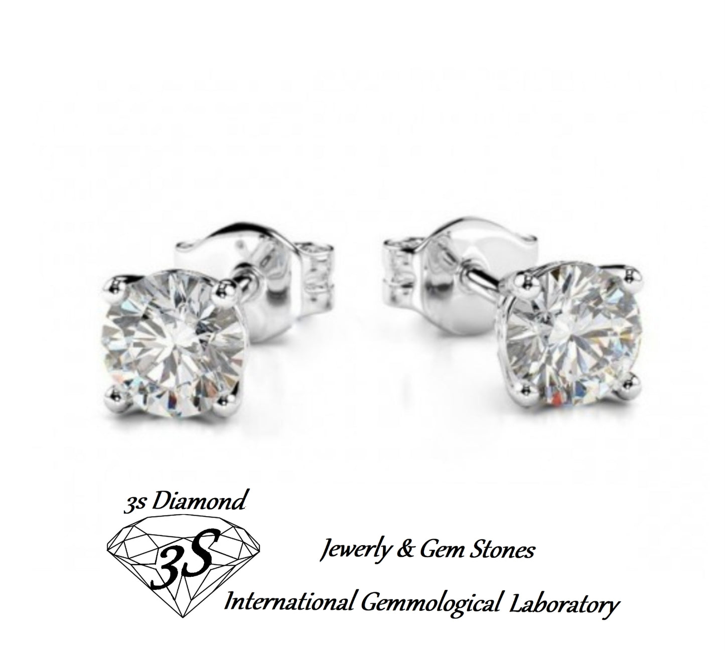 set completo in oro bianco 18k con ciondolo e orecchini punto luce  e 3 diamanti naturali 1,35 ct color E VVS1