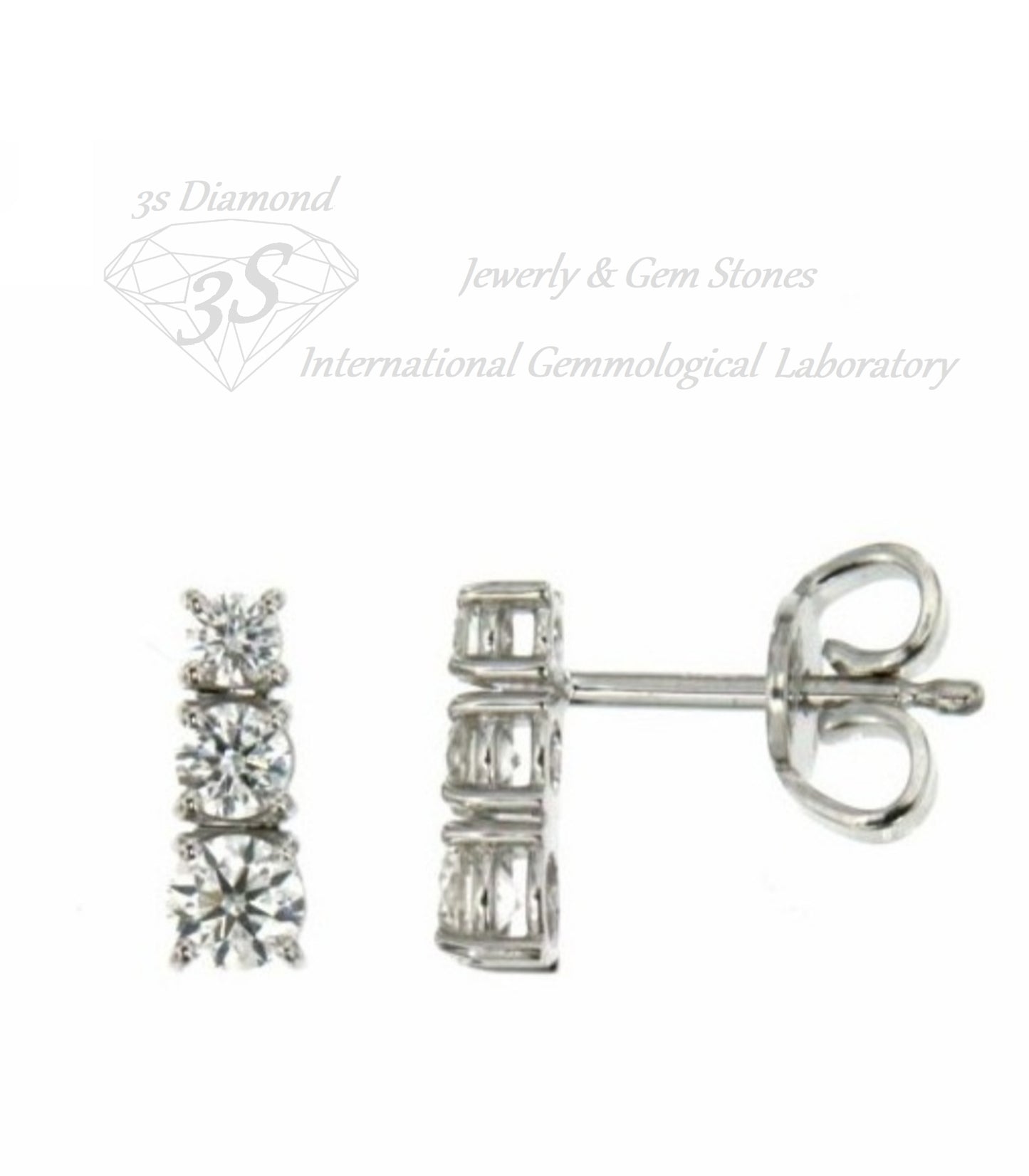 set completo trilogy  ciondolo e orecchini  oro 18k 750 e diamanti naturali 2,70 ct color E VVS1