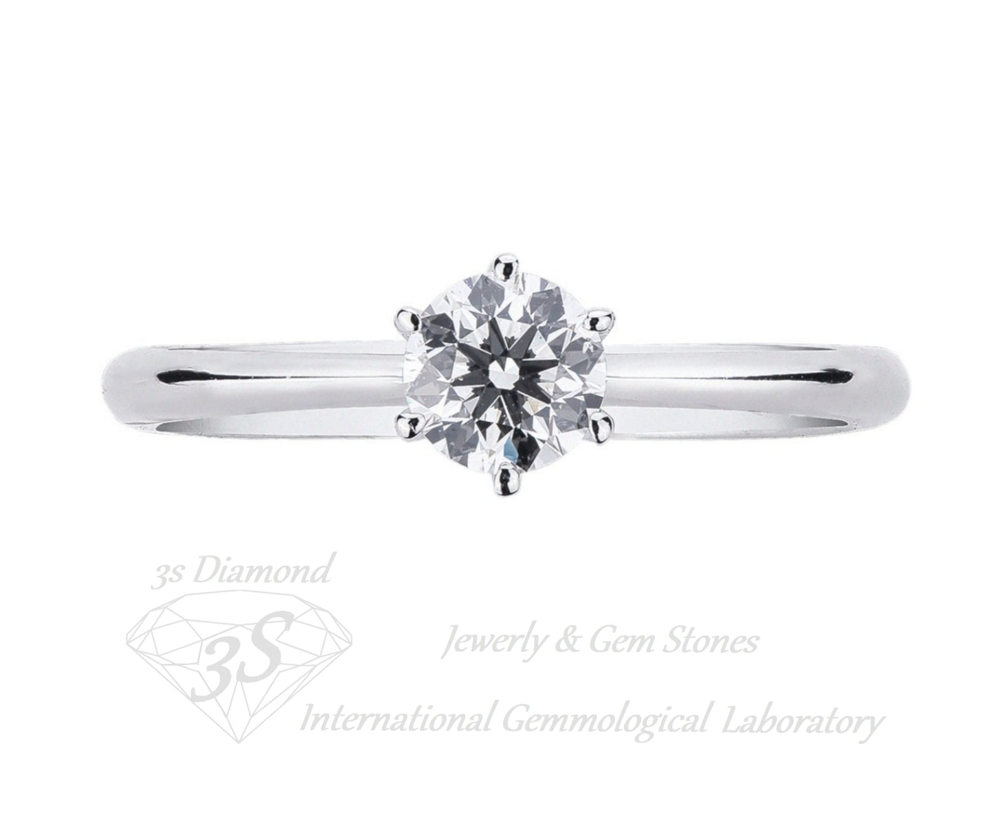 anello solitario modello Tiffany con 1 diamante naturale centrale 0,50 ct